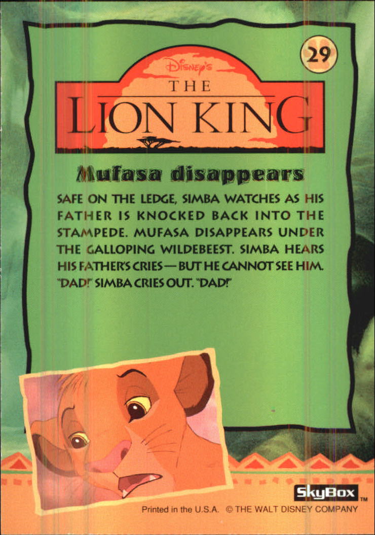 The Lion King (1994 Skybox) "Main Set" Cards #1 to #170 - Picture 59 of 339