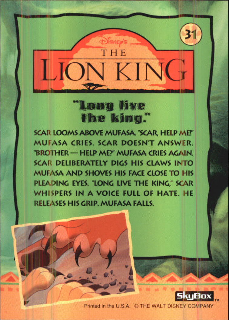 The Lion King (1994 Skybox) "Main Set" Cards #1 to #170 - Picture 63 of 339