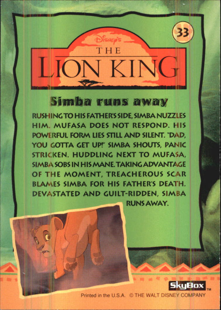The Lion King (1994 Skybox) "Main Set" Cards #1 to #170 - Picture 67 of 339