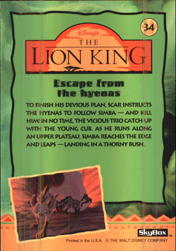 The Lion King (1994 Skybox) "Main Set" Cards #1 to #170 - Picture 69 of 339