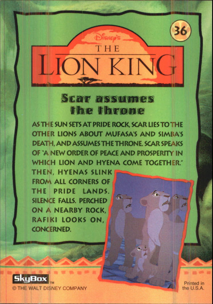 The Lion King (1994 Skybox) "Main Set" Cards #1 to #170 - Picture 73 of 339