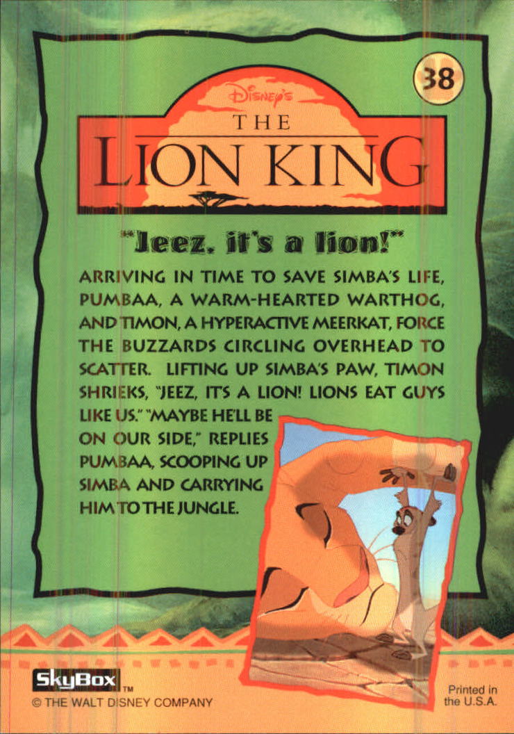 The Lion King (1994 Skybox) "Main Set" Cards #1 to #170 - Picture 77 of 339