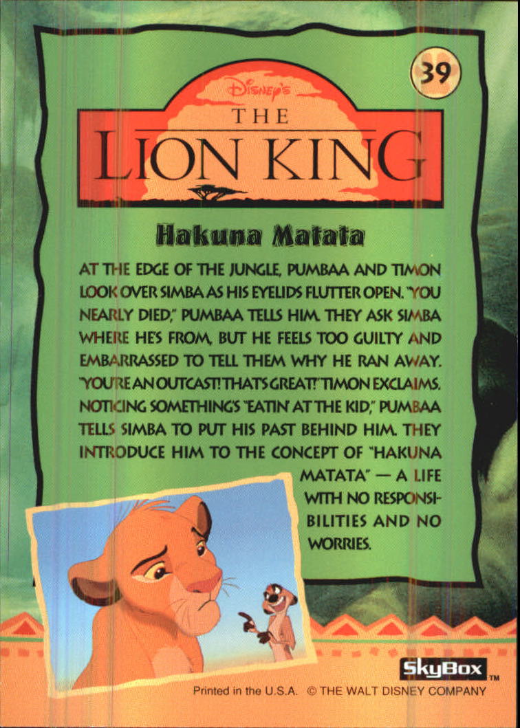 The Lion King (1994 Skybox) "Main Set" Cards #1 to #170 - Picture 79 of 339