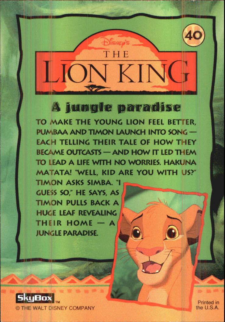 The Lion King (1994 Skybox) "Main Set" Cards #1 to #170 - Picture 81 of 339