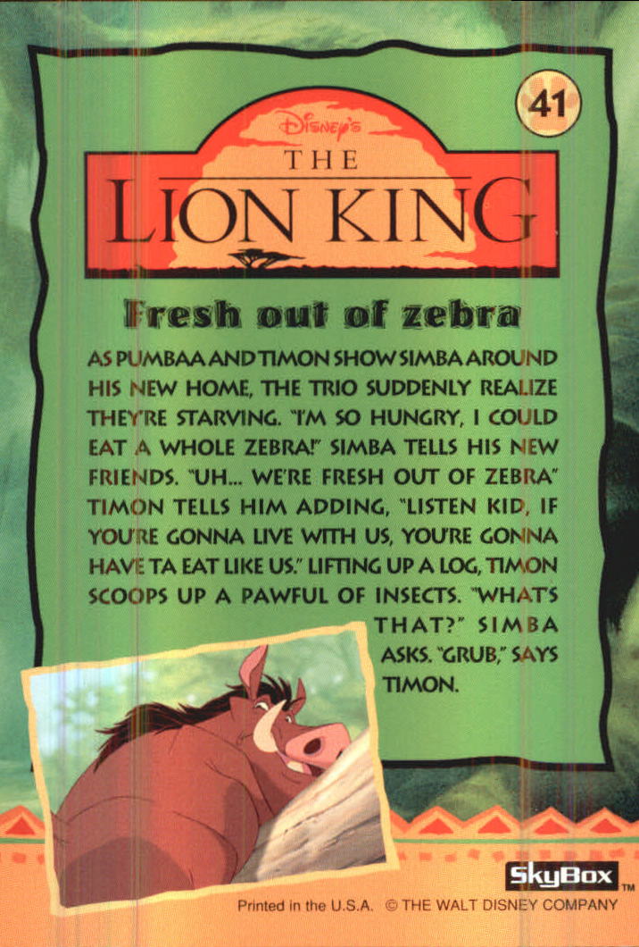 The Lion King (1994 Skybox) "Main Set" Cards #1 to #170 - Picture 83 of 339