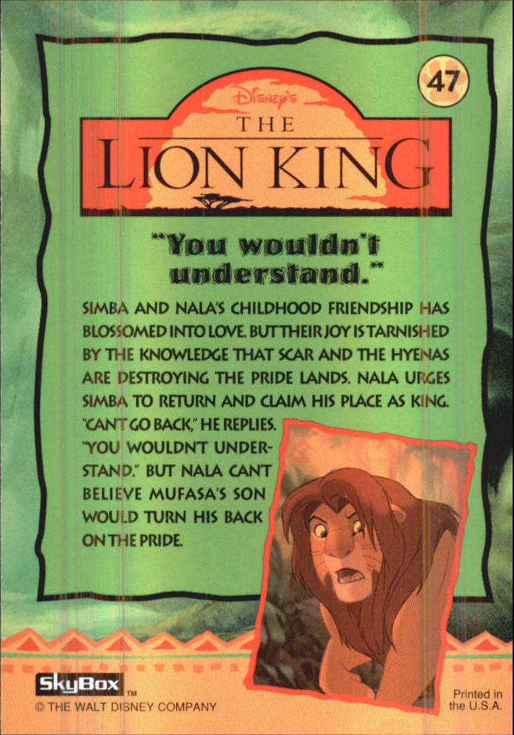 The Lion King (1994 Skybox) "Main Set" Cards #1 to #170 - Picture 95 of 339