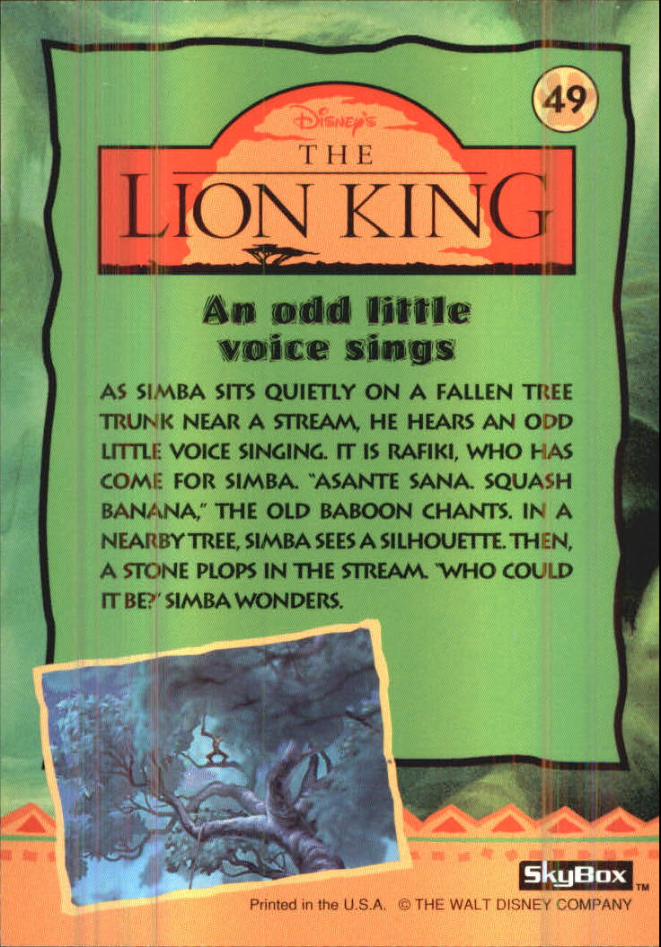 The Lion King (1994 Skybox) "Main Set" Cards #1 to #170 - Picture 99 of 339