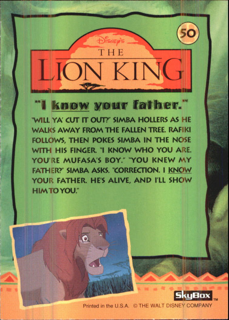 The Lion King (1994 Skybox) "Main Set" Cards #1 to #170 - Picture 101 of 339