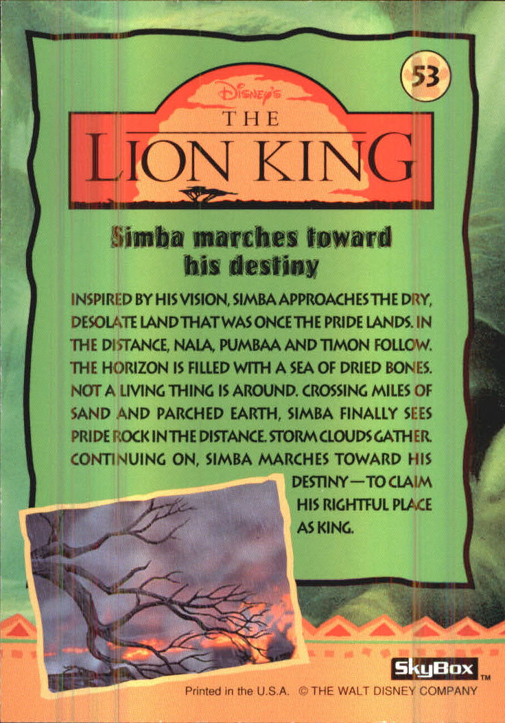 The Lion King (1994 Skybox) "Main Set" Cards #1 to #170 - Picture 107 of 339