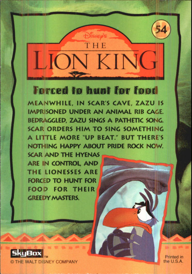 The Lion King (1994 Skybox) "Main Set" Cards #1 to #170 - Picture 109 of 339