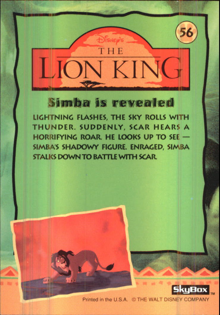 The Lion King (1994 Skybox) "Main Set" Cards #1 to #170 - Picture 113 of 339