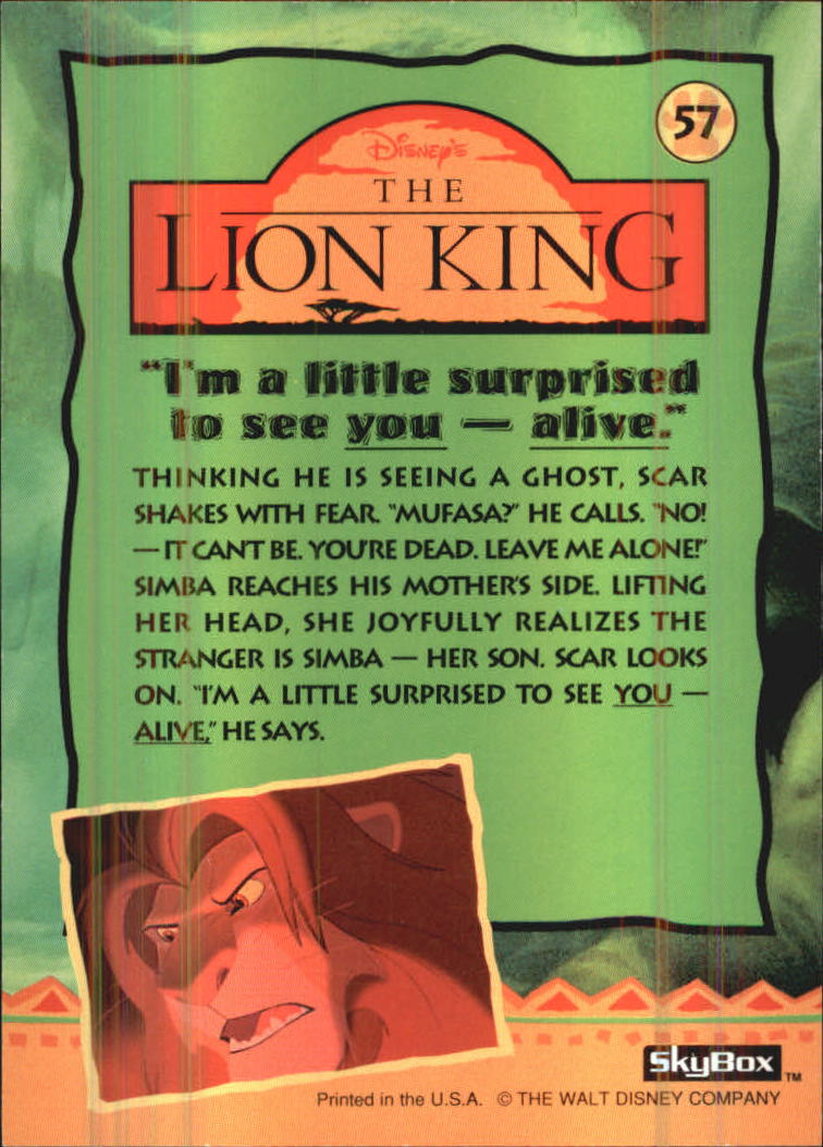 The Lion King (1994 Skybox) "Main Set" Cards #1 to #170 - Picture 115 of 339