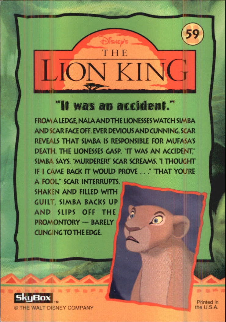 The Lion King (1994 Skybox) "Main Set" Cards #1 to #170 - Picture 119 of 339