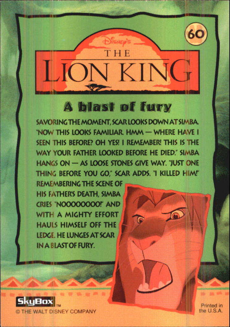 The Lion King (1994 Skybox) "Main Set" Cards #1 to #170 - Picture 121 of 339