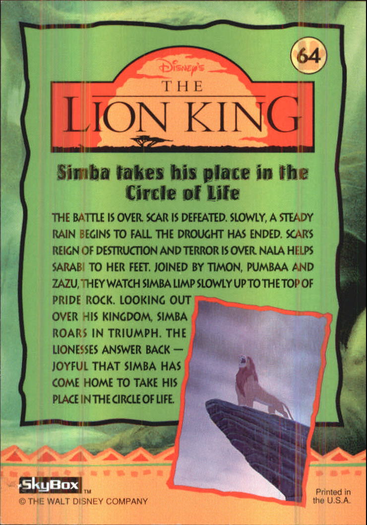 The Lion King (1994 Skybox) "Main Set" Cards #1 to #170 - Picture 129 of 339