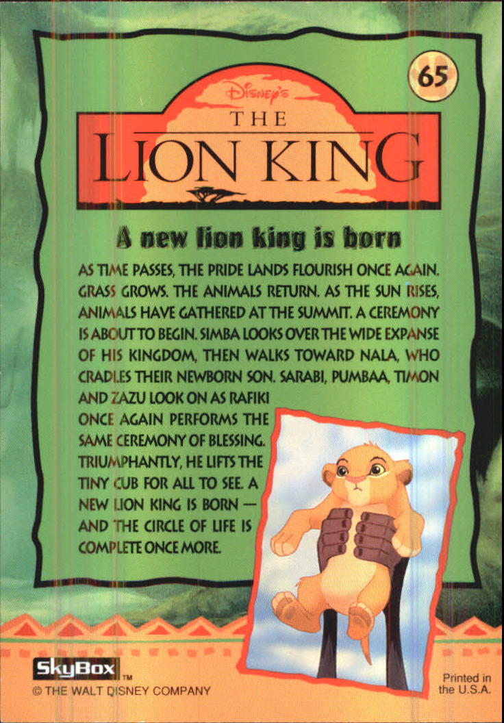The Lion King (1994 Skybox) "Main Set" Cards #1 to #170 - Picture 131 of 339
