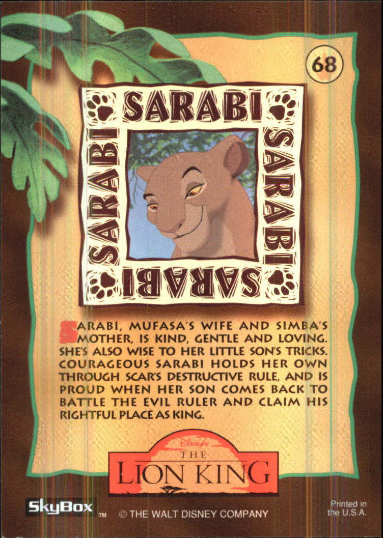 The Lion King (1994 Skybox) "Main Set" Cards #1 to #170 - Picture 137 of 339