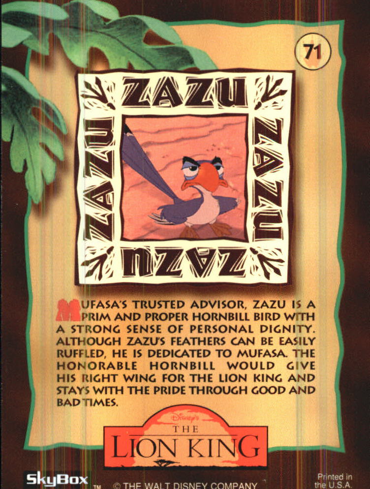 The Lion King (1994 Skybox) "Main Set" Cards #1 to #170 - Picture 143 of 339