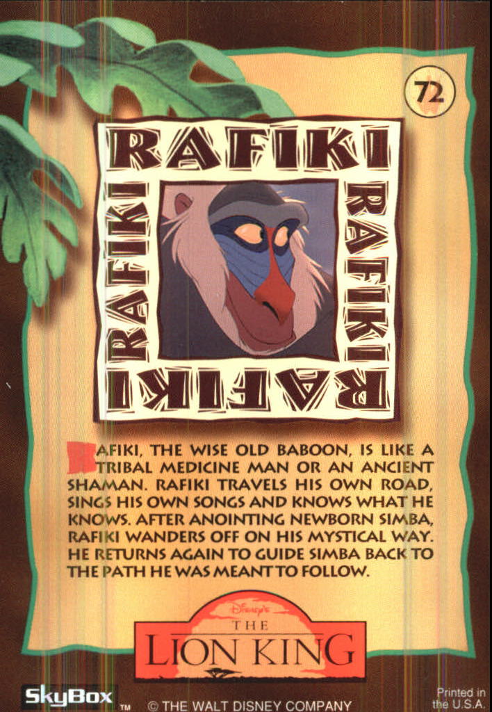 The Lion King (1994 Skybox) "Main Set" Cards #1 to #170 - Picture 145 of 339