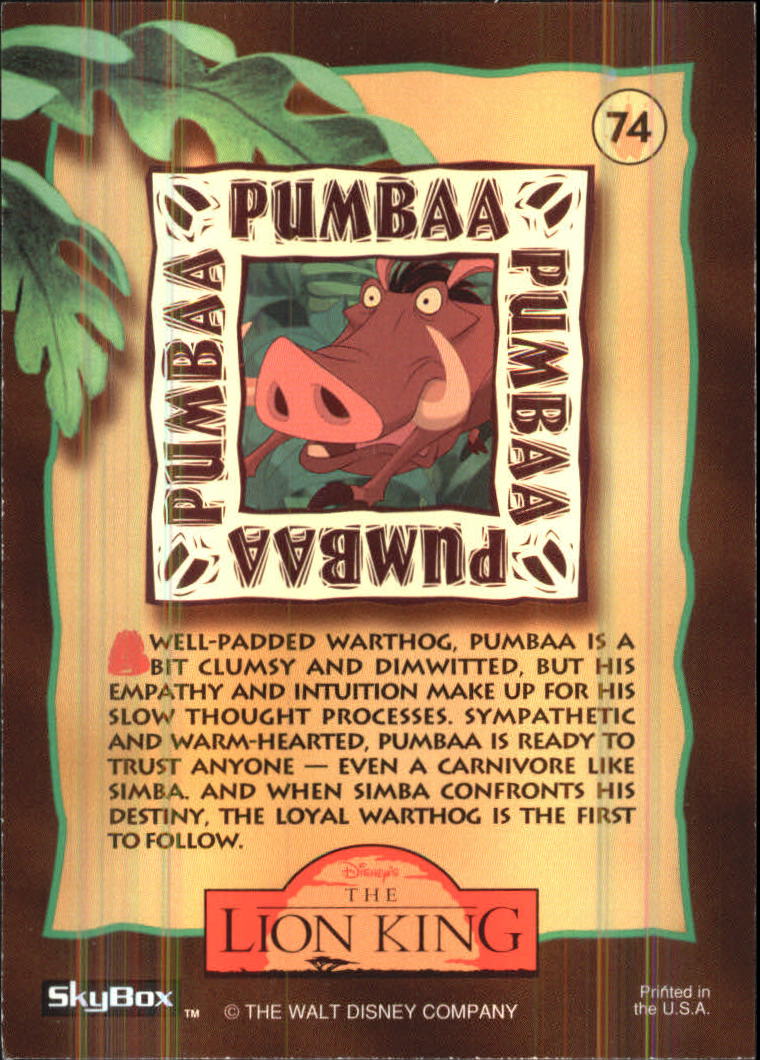 The Lion King (1994 Skybox) "Main Set" Cards #1 to #170 - Picture 149 of 339