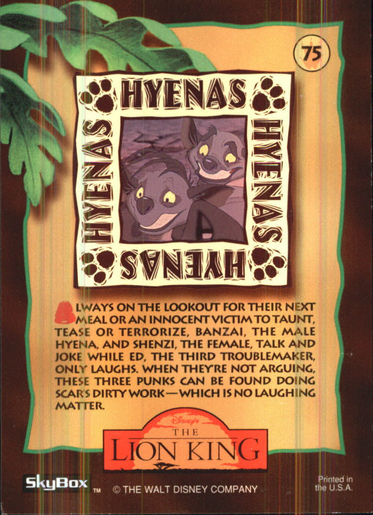 The Lion King (1994 Skybox) "Main Set" Cards #1 to #170 - Picture 151 of 339