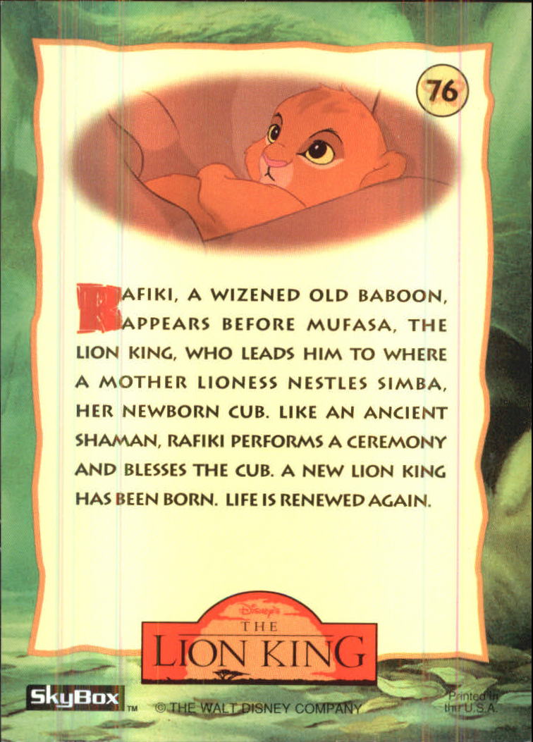 The Lion King (1994 Skybox) "Main Set" Cards #1 to #170 - Picture 153 of 339
