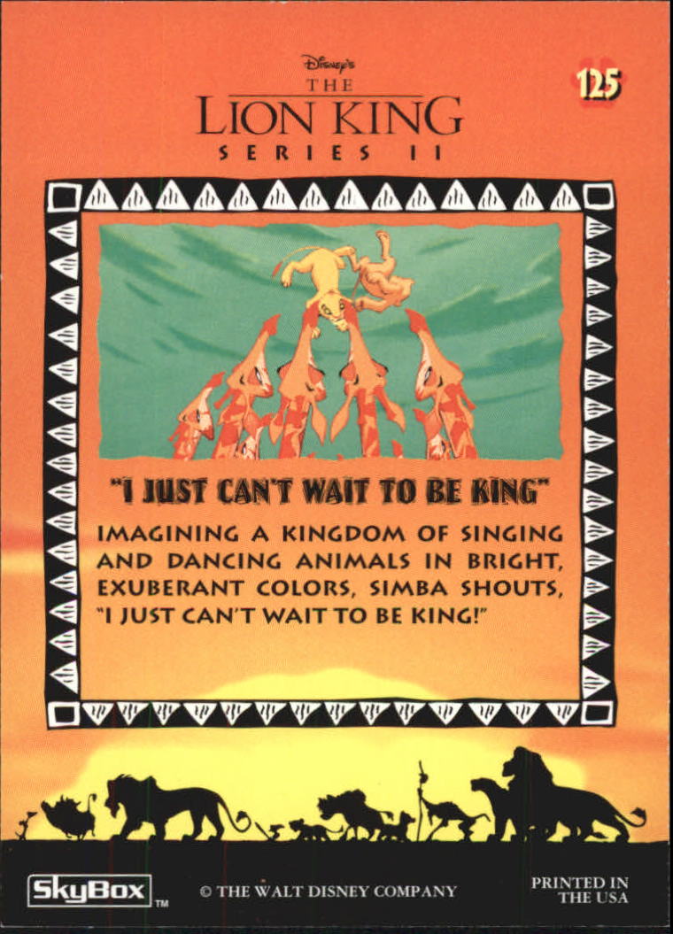 The Lion King (1994 Skybox) "Main Set" Cards #1 to #170 - Picture 249 of 339