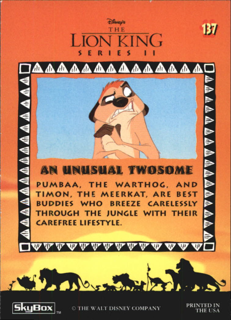 The Lion King (1994 Skybox) "Main Set" Cards #1 to #170 - Picture 273 of 339