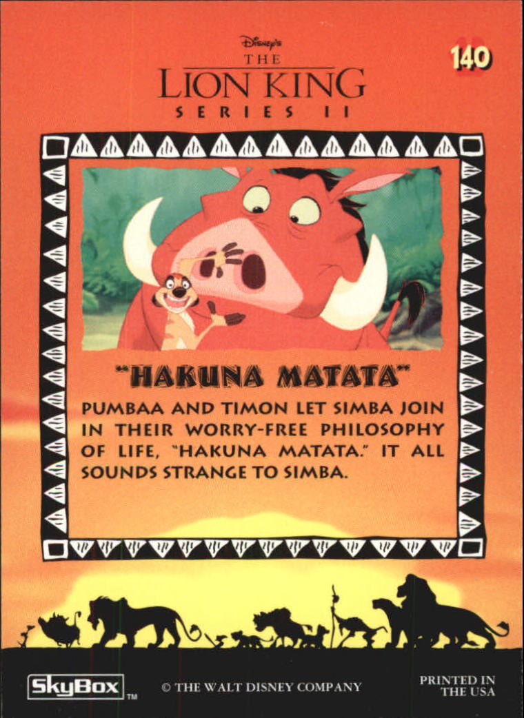 The Lion King (1994 Skybox) "Main Set" Cards #1 to #170 - Picture 279 of 339