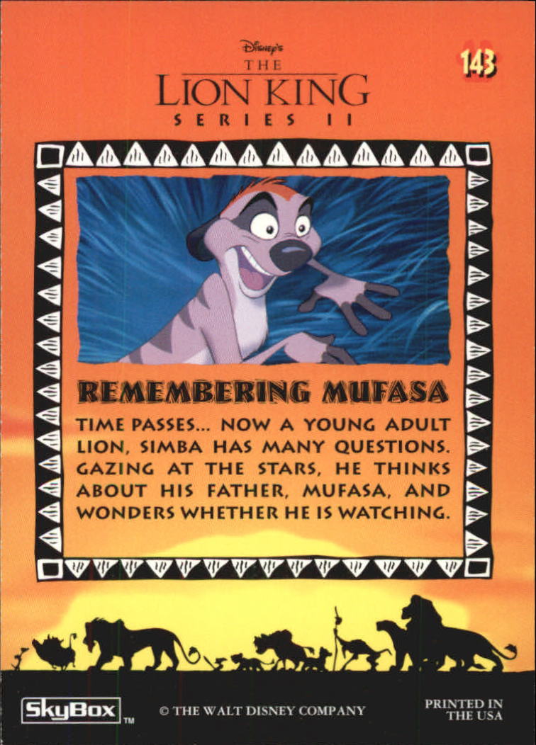 The Lion King (1994 Skybox) "Main Set" Cards #1 to #170 - Picture 285 of 339