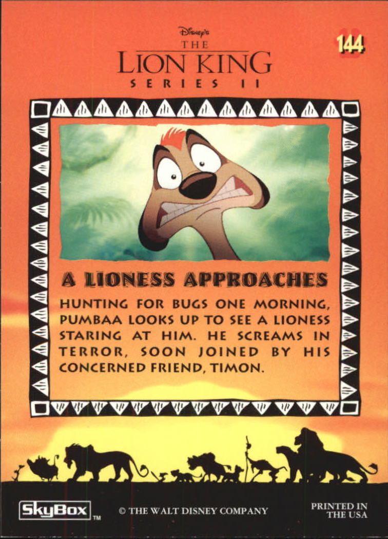 The Lion King (1994 Skybox) "Main Set" Cards #1 to #170 - Picture 287 of 339