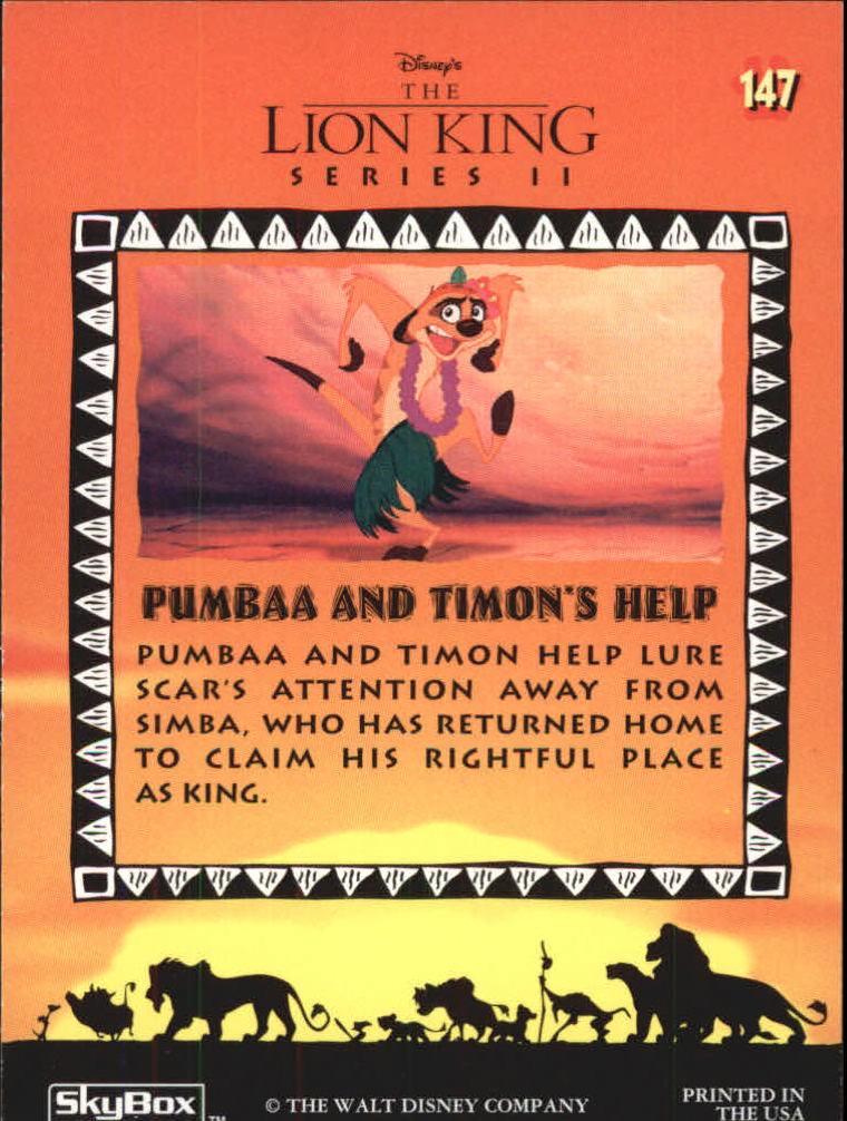 The Lion King (1994 Skybox) "Main Set" Cards #1 to #170 - Picture 293 of 339