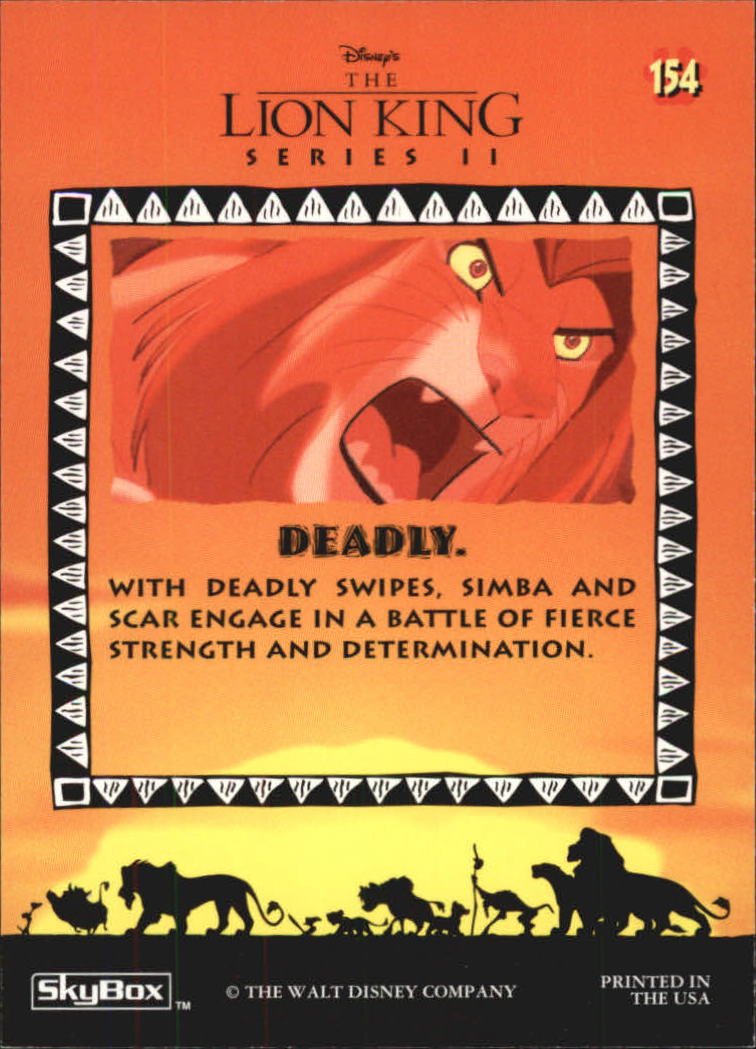 The Lion King (1994 Skybox) "Main Set" Cards #1 to #170 - Picture 307 of 339