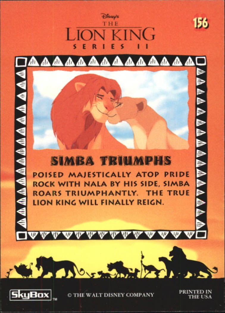 The Lion King (1994 Skybox) "Main Set" Cards #1 to #170 - Picture 311 of 339