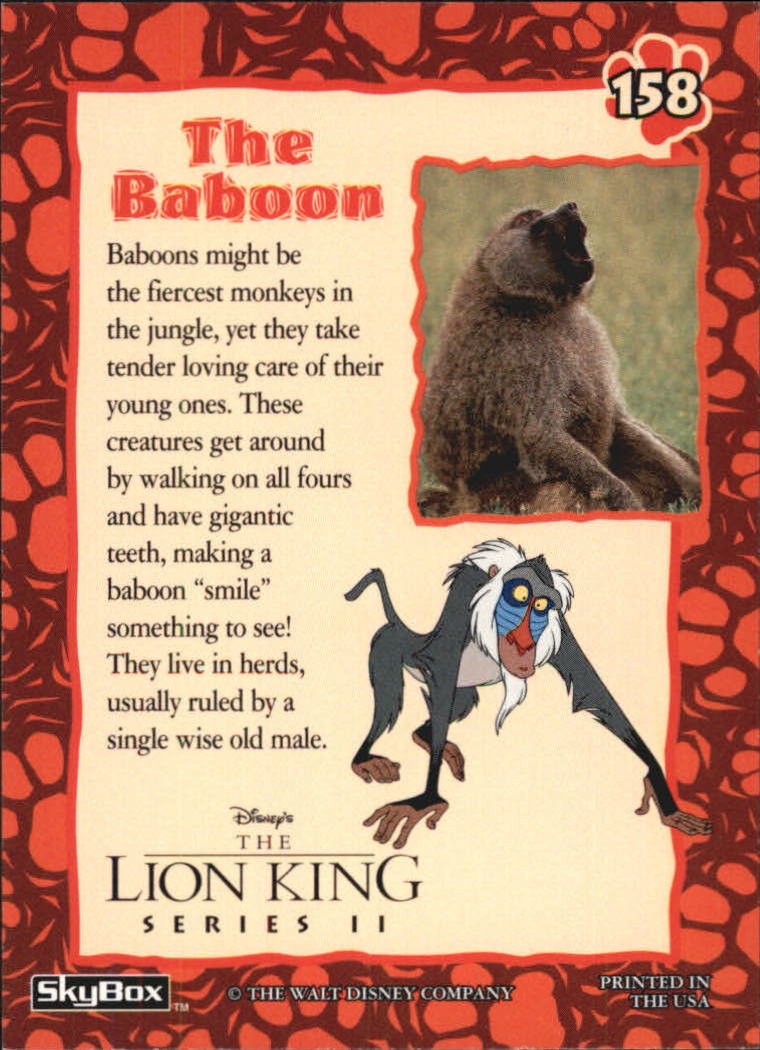 The Lion King (1994 Skybox) "Main Set" Cards #1 to #170 - Picture 315 of 339