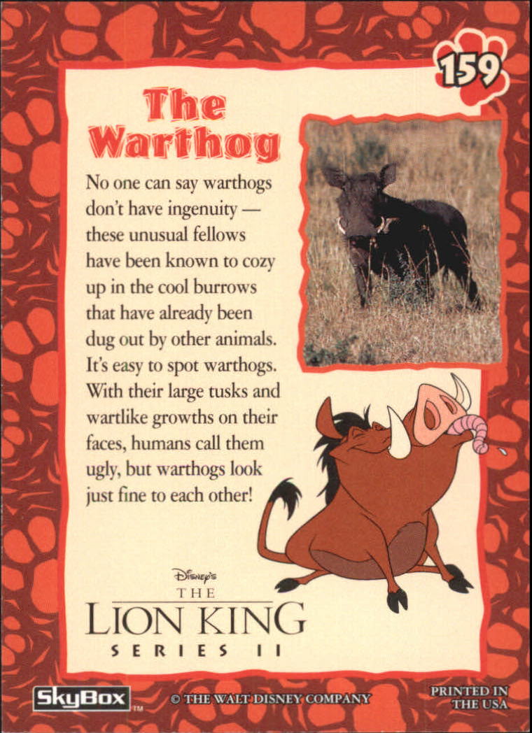 The Lion King (1994 Skybox) "Main Set" Cards #1 to #170 - Picture 317 of 339