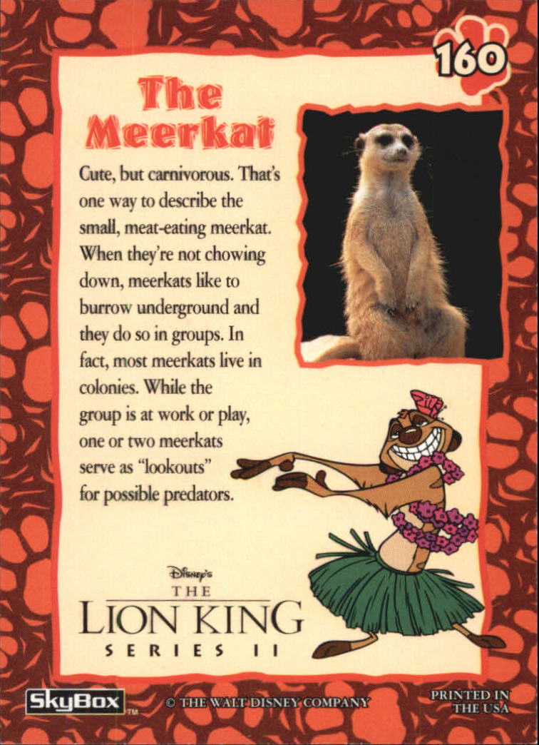 The Lion King (1994 Skybox) "Main Set" Cards #1 to #170 - Picture 319 of 339