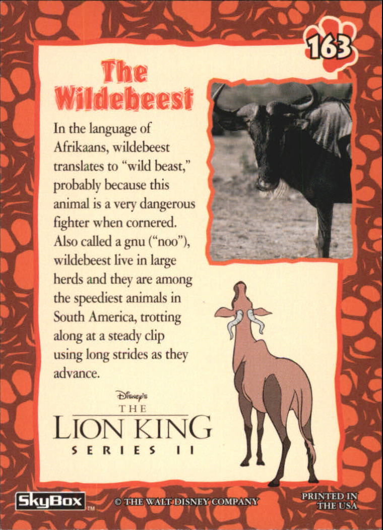 The Lion King (1994 Skybox) "Main Set" Cards #1 to #170 - Picture 325 of 339