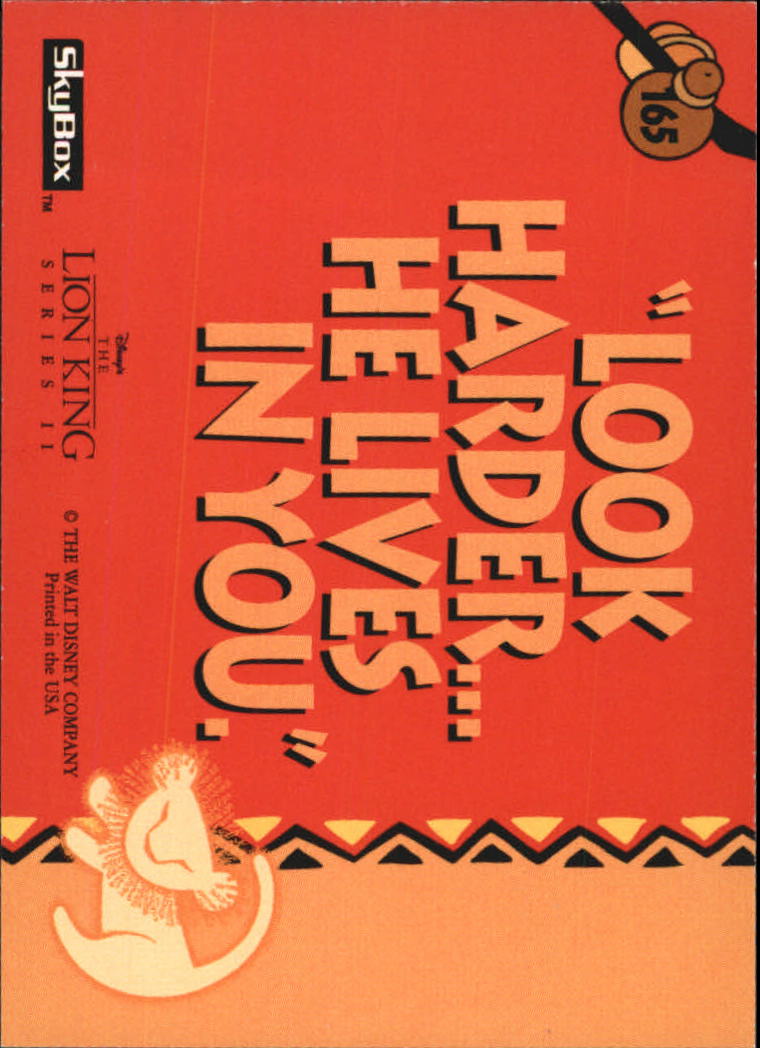 The Lion King (1994 Skybox) "Main Set" Cards #1 to #170 - Picture 329 of 339