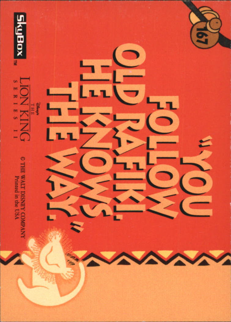 The Lion King (1994 Skybox) "Main Set" Cards #1 to #170 - Picture 333 of 339