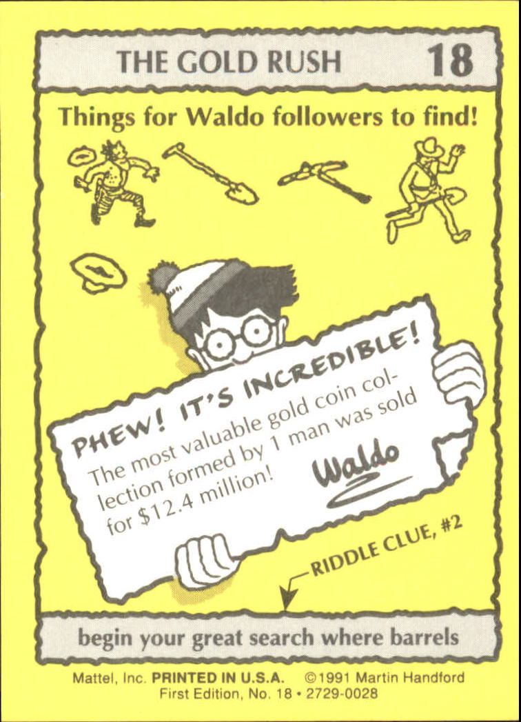 1991 Mattel Where's Waldo? #18 begin your great search where barrels back image