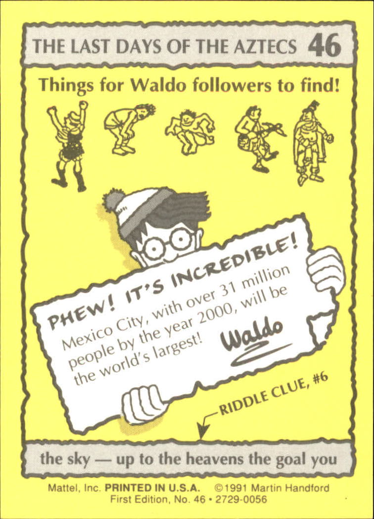 1991 Mattel Where's Waldo? #46 the sky-up to the heavens the goal you back image