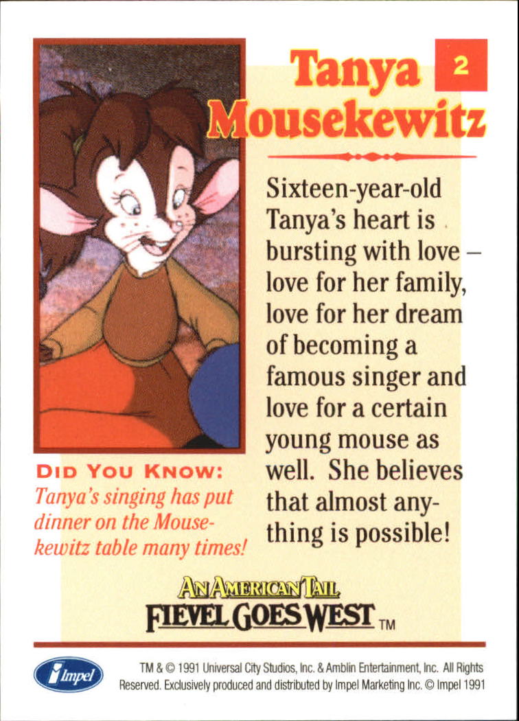 1991 Impel An American Tail #2 Tanya Mousekewitz back image