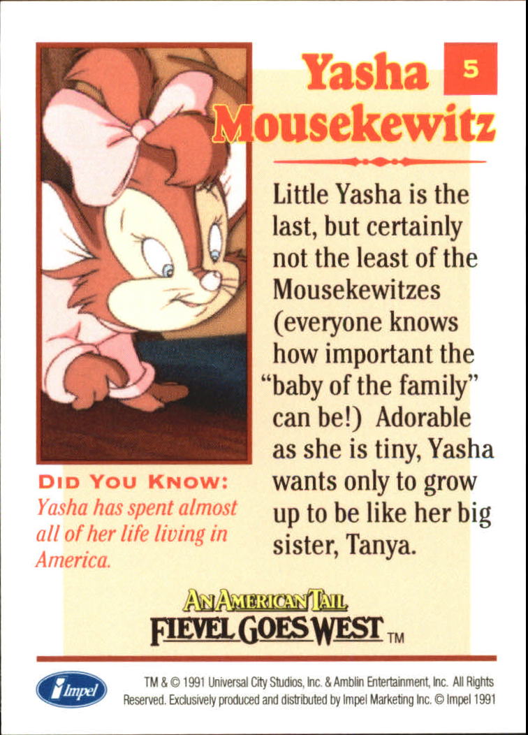 1991 Impel An American Tail #5 Yasha Mousekewitz back image