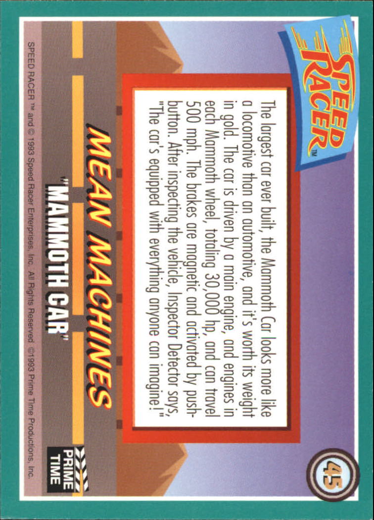 Speed Racer (1993 Prime Time) "Main Set" Base Cards #1 to #55 - Picture 91 of 111