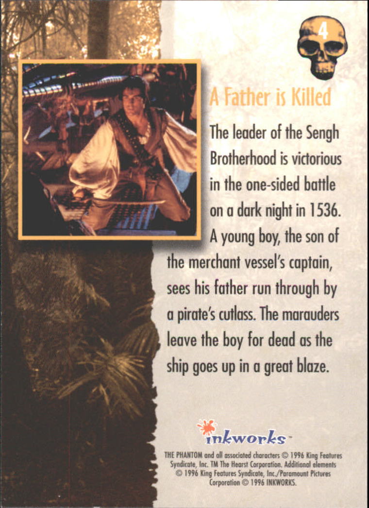 1996 Inkworks The Phantom Movie #4 A Father is Killed back image