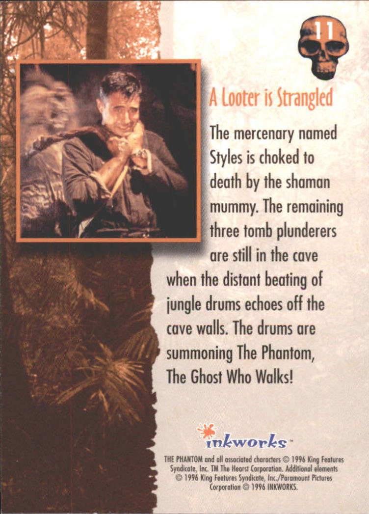 1996 Inkworks The Phantom Movie #11 A Looter is Strangled back image