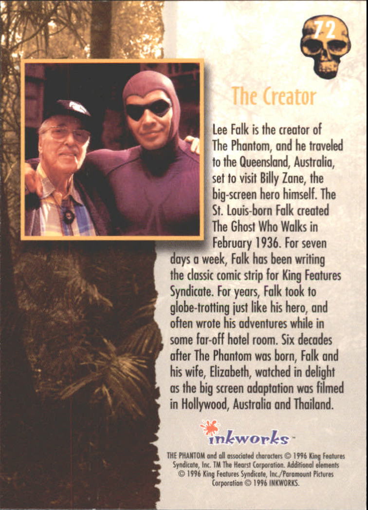 1996 Inkworks The Phantom Movie #72 The Creator back image