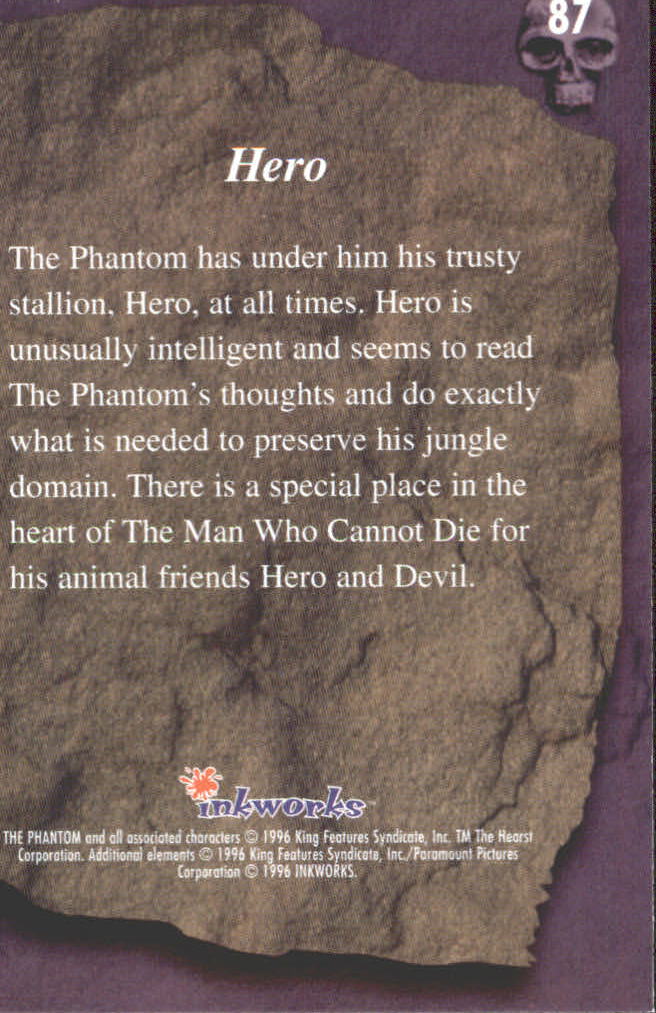 1996 Inkworks The Phantom Movie #87 Hero back image