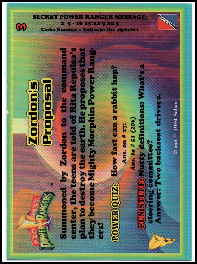 Power Rangers Series One (1994 Collect-A-Card) "Main Set" Cards #1 to #72 - Picture 9 of 145